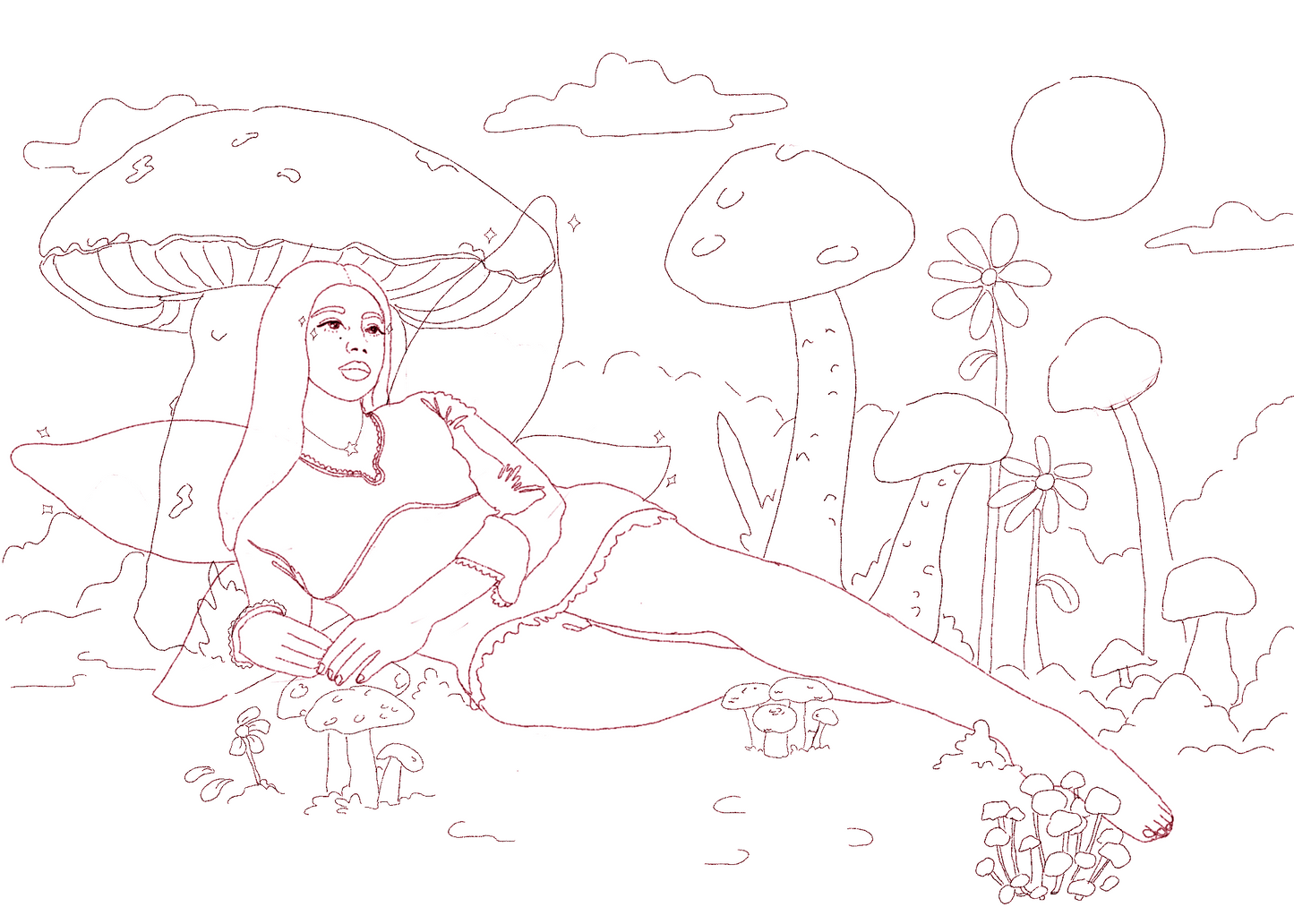 Mushroom Kingdom - Coloring page